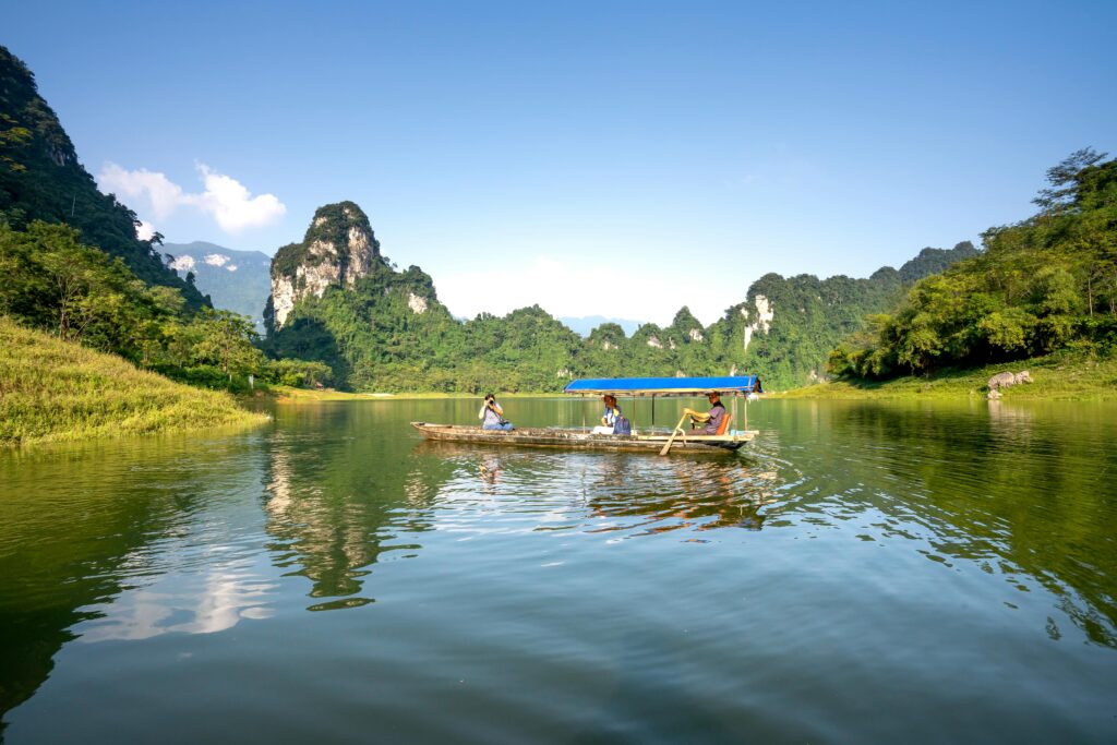 boat tour through Ninh Binh's limestone karst