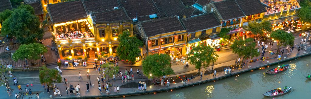 hoi an old town in the evening look from above