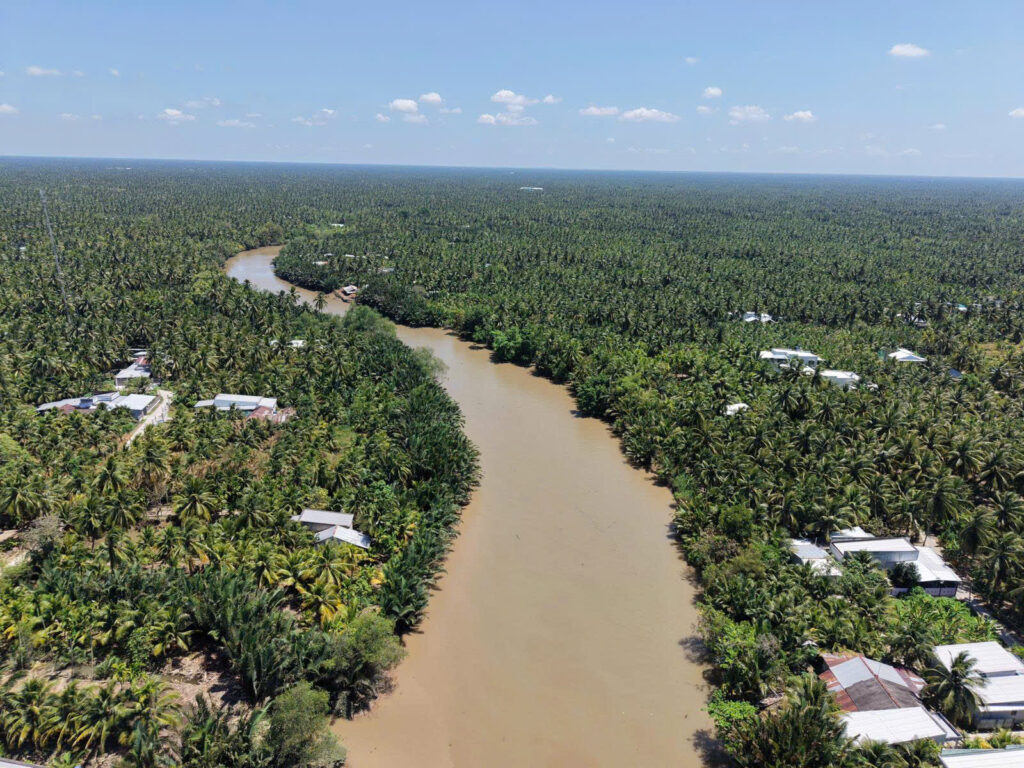 lush canal of ben tre in high view