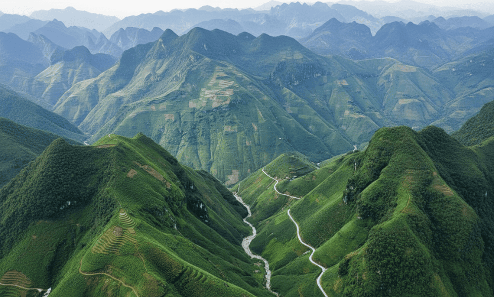 Dong Van Karst Plateau Geopark of Ha Giang looks from above
